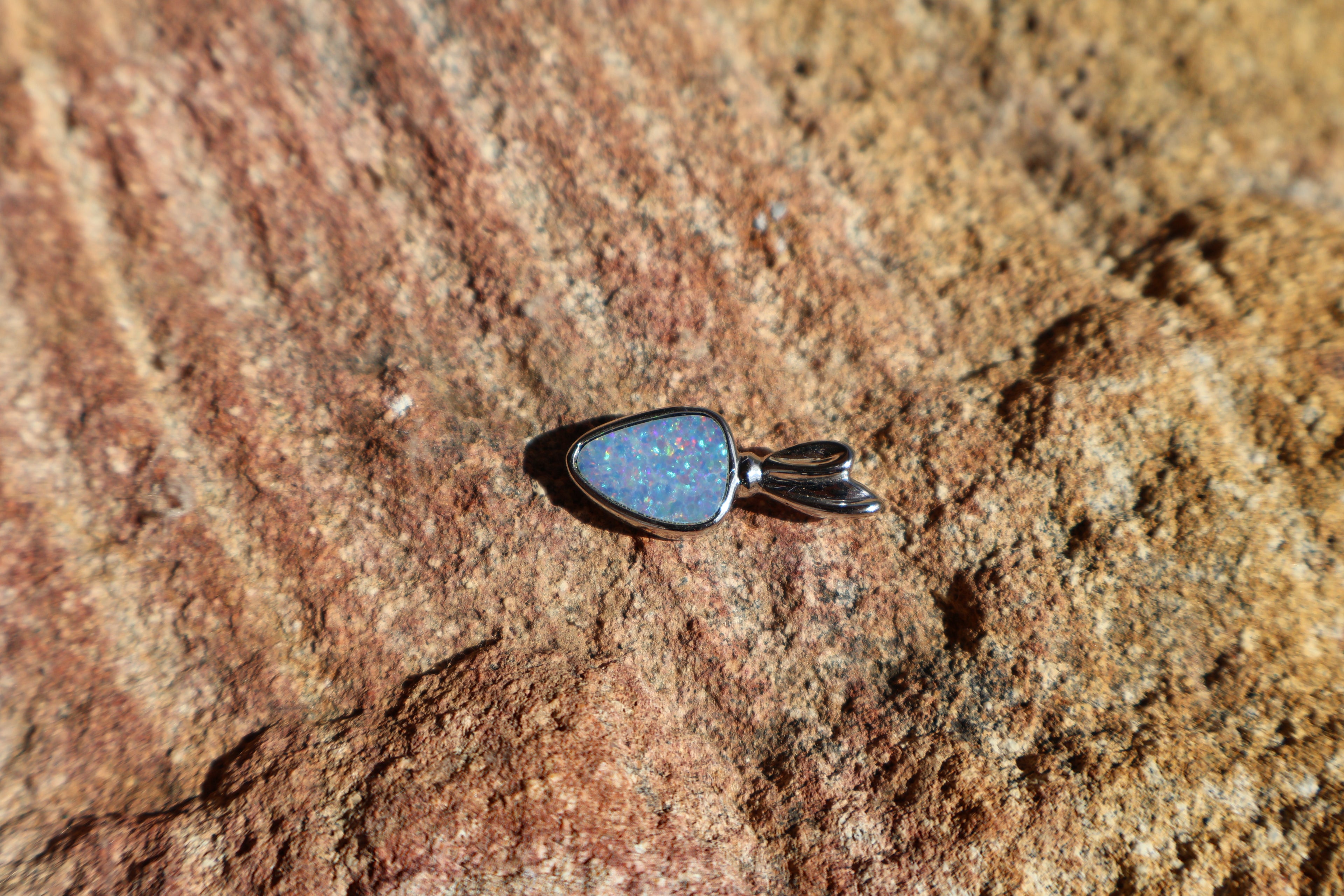 Lightning Ridge Opal Doublet Pendant - Multi-Colour on Blue in 925 Silver