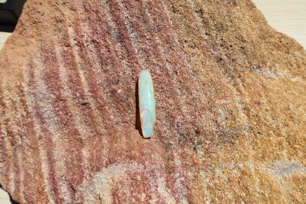 12.95ct Opalised Belemnite Fossil - Bright Full Multi-Colour | 34.5mm x 8.5mm