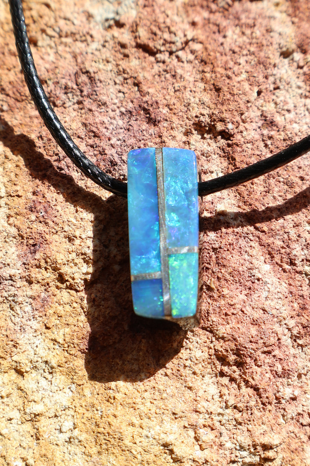 Lightning Ridge Doublet Necklace - Australian Opal on Adjustable Leather Strap