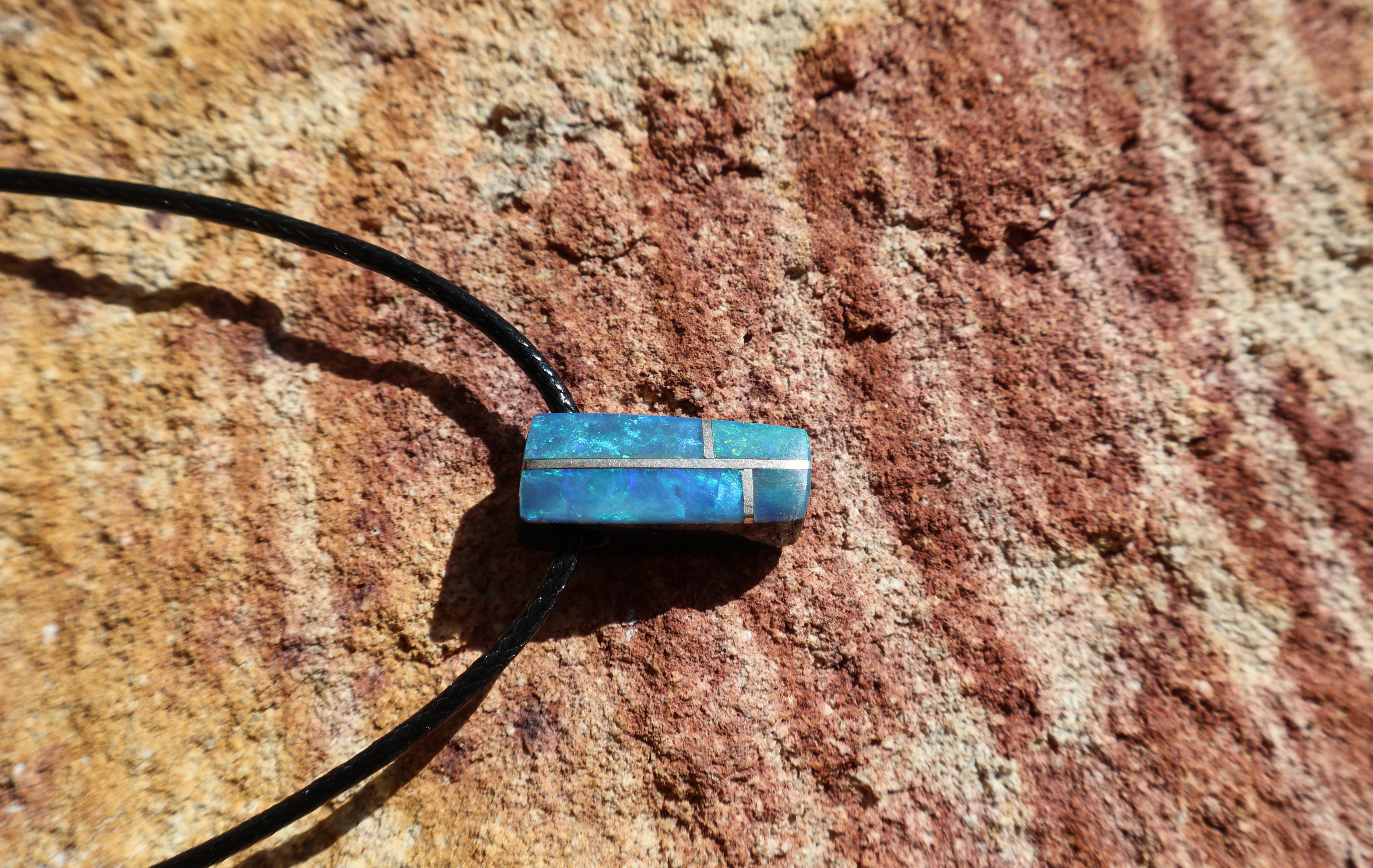 Lightning Ridge Doublet Necklace - Australian Opal on Adjustable Leather Strap
